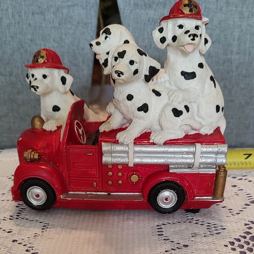 Westland Dalmation Fire Truck Music Box “On The Road Again “